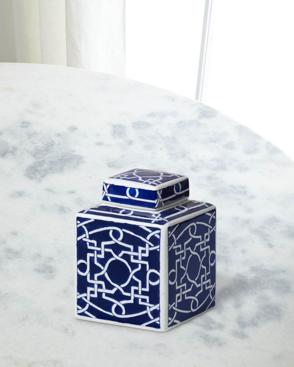 Imperial Ceramic Geometric Square Jar, Small